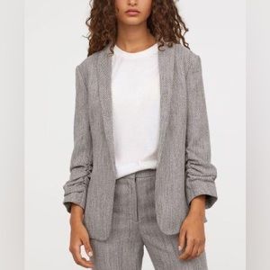 H&M women’s marked tweed shawl collar ruched sleeve blazer new with tags